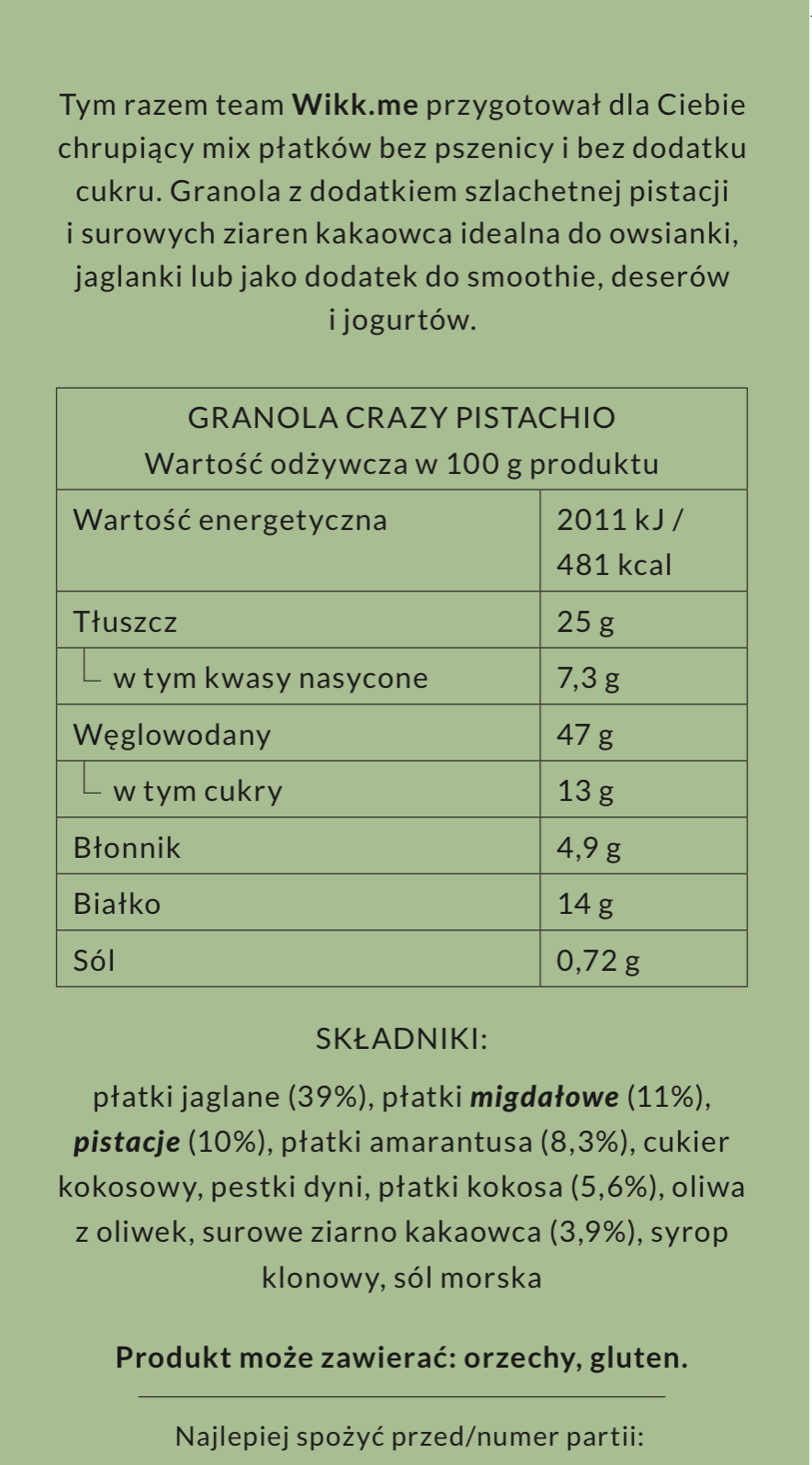 Crazy Pistachio Granola